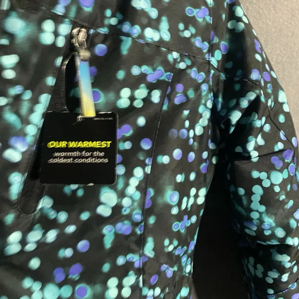 champion girls puffer jacket xs rain small black blue polka dot thick A20